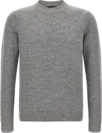Zanone Grey Knitted Crew Neck Sweater