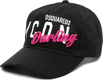 Dsquared2 logo-print cotton baseball cap - women - Cotton - One Size - Black