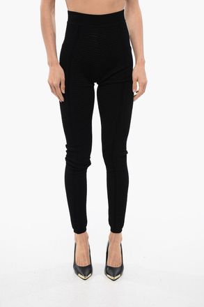 Balmain Leggings Open-knit a Vita Alta Balmain