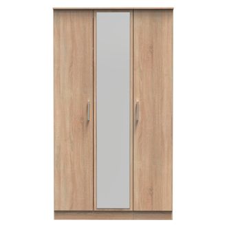 Welcome Furniture Denver Ready Assembled Wardrobe with Triple Mirror - Oak - Welcome Furniture | TJ Hughes