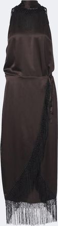 Sir. Lula fringed asymmetric silk maxi dress