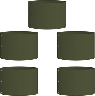 vidaXL Vidaxl - Jardineras 5 Pcs Verde Oliva 30 X 30 X 20 Cm Acero