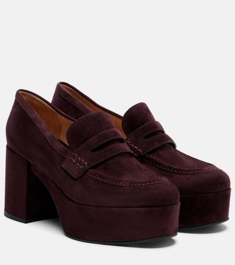 Gianvito Rossi Jenna suede platform penny loafers