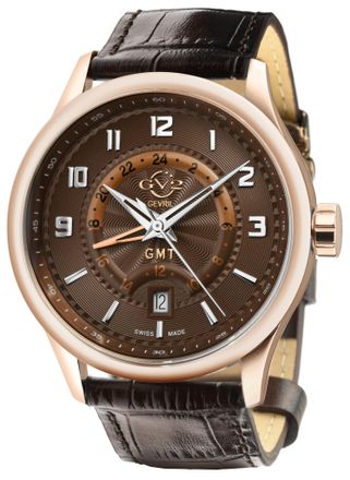Gevril Group Womens GV2 Mens Giromondo Brown Dial Calfskin Leather Watch - One Size