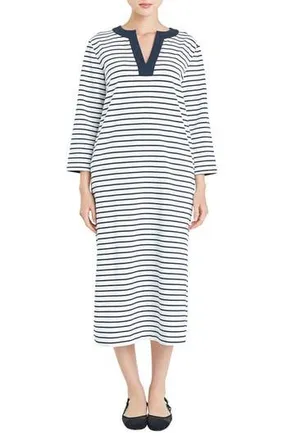 English Factory Stripe Cotton Jersey Shift Dress in White/navy at Nordstrom Rack, Size X-Small