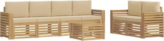 vidaXL Conjunto De Sof&aacute;s De Exterior 7 Uds. Y Beige Poli&eacute;ster Vidaxl