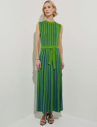 Misook Sleeveless Soft Ribbed Knit Belted Maxi Dress - Modern Fit