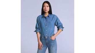 Levi's Denim Utility Shirt - Womens - XL - Blue