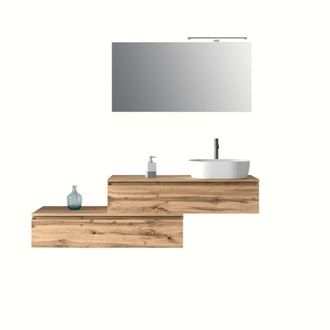 Aquadesign Mueble de ba&ntilde;o de 5 piezas en melamina roble