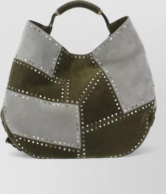 Moschino top handle shoulder bag studded patchwork