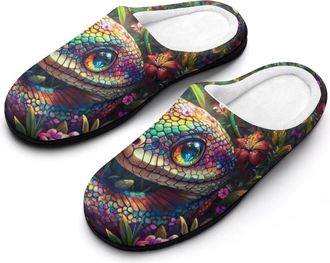 Generic Colorful Flower Snake Womens Slippers Warm House Slippers Indoor House Shoes with Anti-Skid Rubber Sole