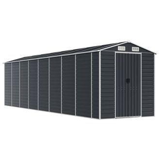 Berkfield Home Garden Shed Anthracite 191x725x198 cm Galvanised Steel in Charcoal | Size: 191 x 725 x 198 cm