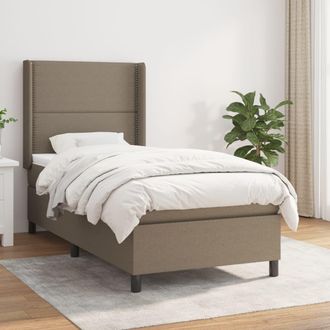 vidaXL Vidaxl - Cama Box Spring Con Colch&oacute;n Tela Gris Taupe 100x200 Cm