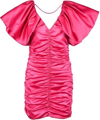 Simona Corsellini Elegante Polyester Jurk - Dames - Feestkleedjes - Roze - M - Polyester - Kleedjes