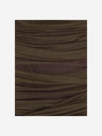 Saint Laurent Womens Dress Tulle Bustier Green Silk