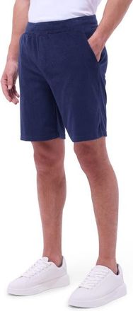 Bugatchi Cotton Blend French Terry Drawstring Shorts in Navy at Nordstrom, Size Medium