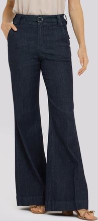 NYDJ Mia Belted High Waist Palazzo Flare Jeans in Rinse at Nordstrom, Size 16