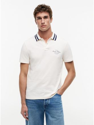 Tommy Hilfiger Mens Regular Fit Tipped Jersey Polo - White - XL