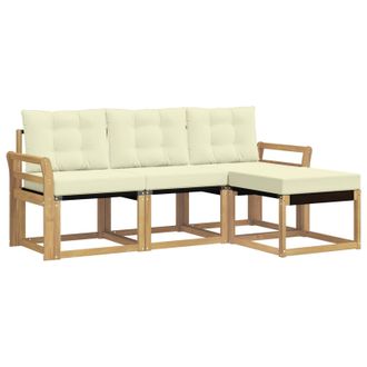 vidaXL Conjunto De Sof&aacute;s De Exterior Con Coj&iacute;n 4 Pcs Blanco Y Crema Vidaxl