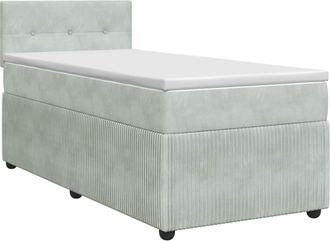 vidaXL Cama Box Spring Con Colch&oacute;n Gris Claro 100 X 200 Cm Terciopelo Vidaxl