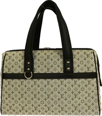 Louis Vuitton Josephine Handbag Mini Lin Khaki Canvas Handbag (Pre-Owned)