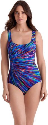 Longitude Panel Scoopneck Tank Long Torso One-Piece Swimsuit in Nebula at Nordstrom, Size 18