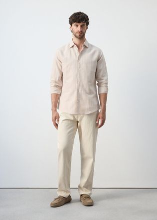 Mango Camicia lino cotone slim-fit righe beige - Uomo - XXL - MANGO MAN