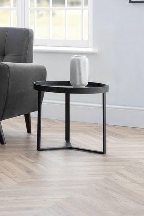 Julian Bowen Round Glass Top Side Table in Black