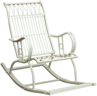 Biscottini International Columpio De Hierro Forjado Mecedora Con Reposabrazos Sill&oacute;n De Jard&iacute;n Tumbona Met&aacute;lica Silla De Exterior 127x64x90 Cm