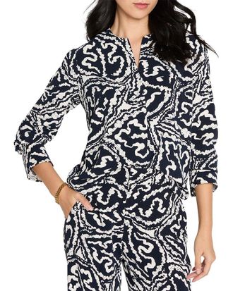 Nic+Zoe Nic+Zoe Petite Indigo Leaf Double Crepe Top
