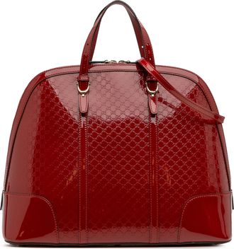 Gucci Pre-owned Womens Dome Boston Bag Gg Monogram - Dark Red Leather - One Size