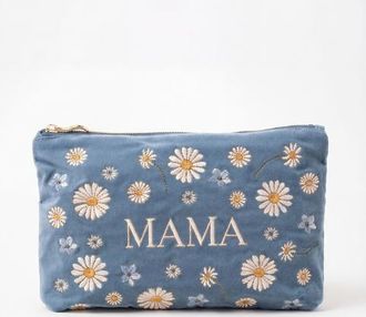 Elizabeth Scarlett Daisy Dream Mama Velvet Everyday Pouch in Blue at Nordstrom