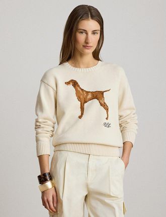 Ralph Lauren Trui met ronde hals en hondenmotief