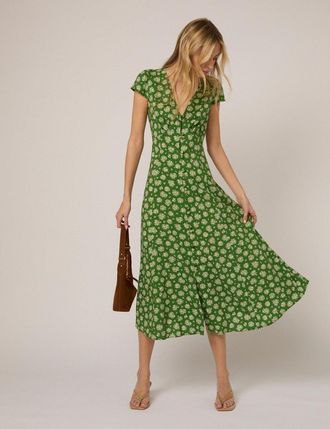 Nobody's Child Green Floral Avery Midi Dress
