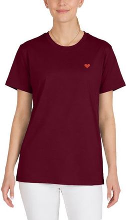 Dalix Womens Pixel Heart Jersey Relaxed Tee in Maroon at Nordstrom, Size Small