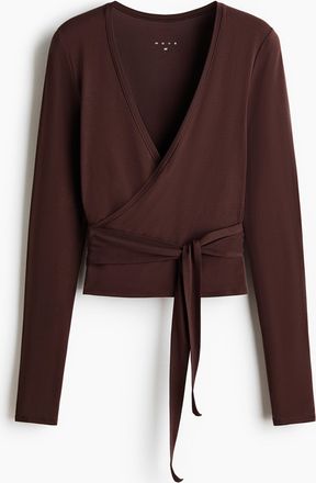 H&M Sportshirt im Wickelschnitt aus Modal - Brown