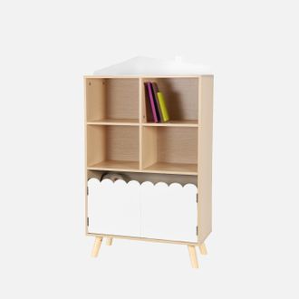 Sweeek Biblioteca Infantil Madera De Pino 2 Puertas 4 Estantes