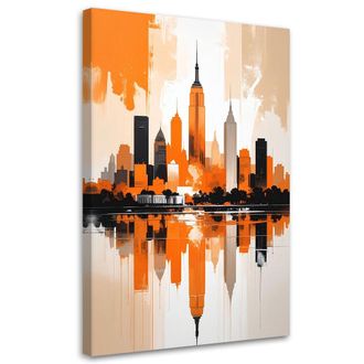 Feeby Cuadro En Lienzo, Edificios Urbanos Naranjas, 80x120