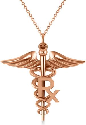 Allurez Medical RX Pharmacy Symbol Pendant Necklace 14k in Rose Gold at Nordstrom, Size 18
