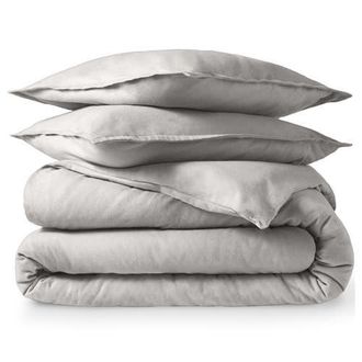 Bare Home 100% Cotton Flannel Duvet Cover & Sham Set in Light Grey at Nordstrom, Size California King