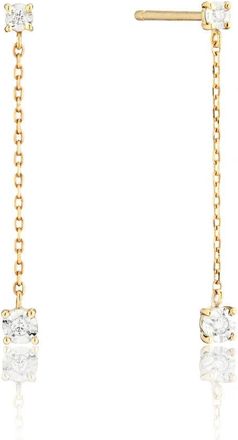 Lily & Roo Solid Gold Genuine Diamond Drop Stud Earrings