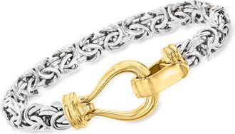 Ross-Simons Two-Tone Sterling Silver Byzantine Bracelet