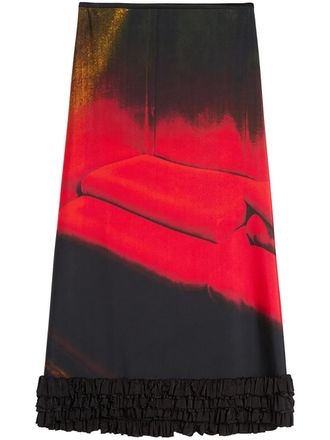 Jil Sander Midi-rok met print - Zwart