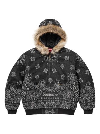 SUPREME Denim jack met bandana-jacquard - Zwart