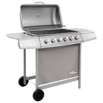 Berkfield Home Gas BBQ Grill with 6 Burners Silver (FR/BE/IT/UK/NL only)