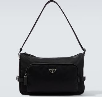Prada Large leather-trimmed shoulder bag