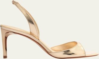 Schutz Scarlett Metallic Leather Mid-Heel Slingback Sandals