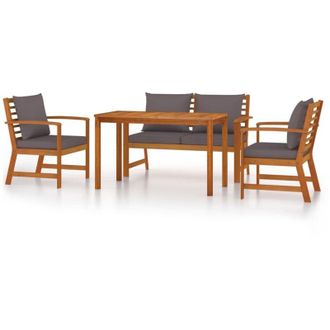 vidaXL Juego Comedor De Jard&iacute;n 4 Pzas Con Cojines Madera Maciza Acacia Vidaxl