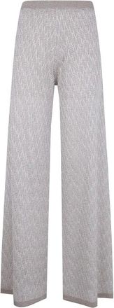 D.exterior Broeken, Dames, Grijs, M, Polyester, Z-Lijn Gebreide Broek met Patroon