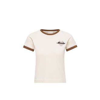 Moncler Moncler Heart Logo Cotton T-shirt, Women, Beige, Size: Xl